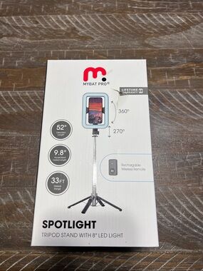 MYBAT PRO Spotlight Tripod Stand with 8" LED Light